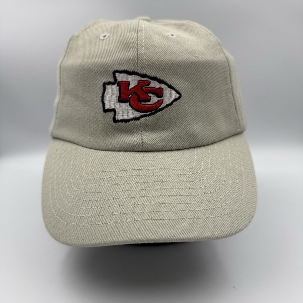 Vintage Kansas City Chiefs 90s Strapback Hat Beige Tan CB Sportswear NFL Cap